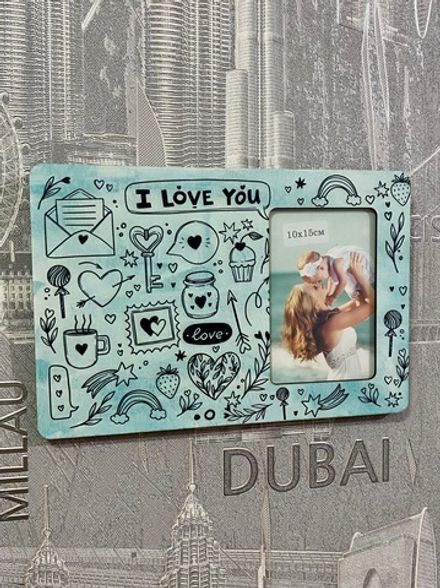 Фоторамка " I Love you" (бирюза)