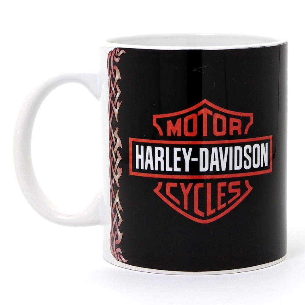 Кружка Harley Davidson лого на черном фоне (204)