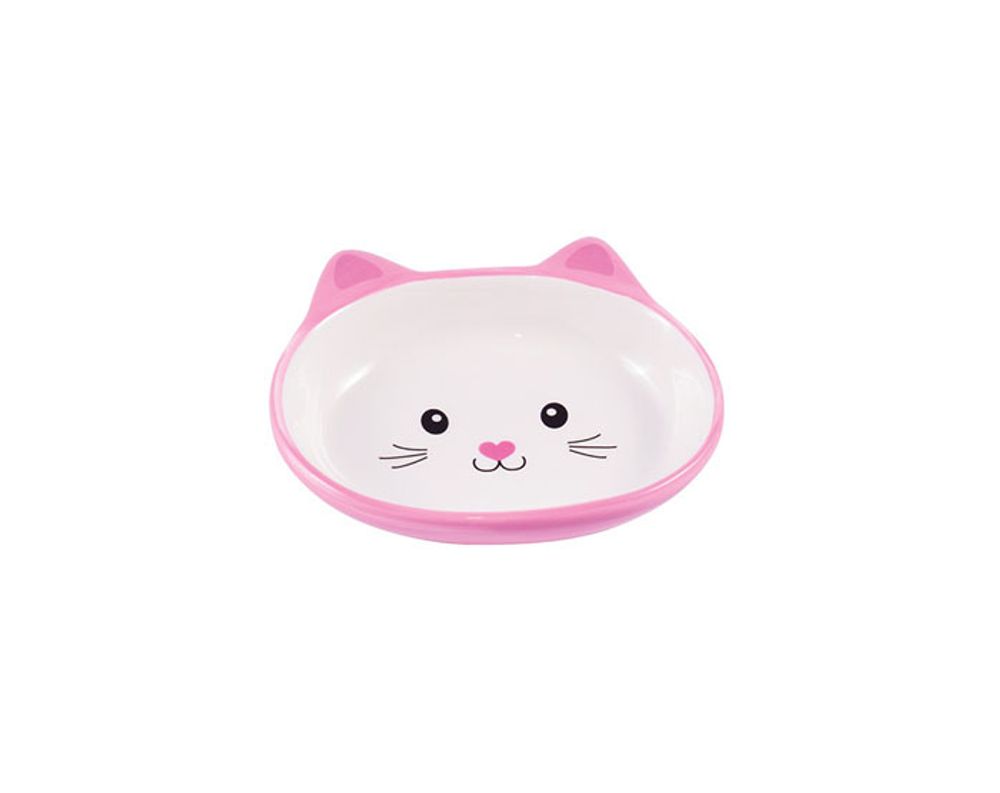 КерамикАрт миска керамическая для кошек 160 мл Мордочка кошки (Розовая)