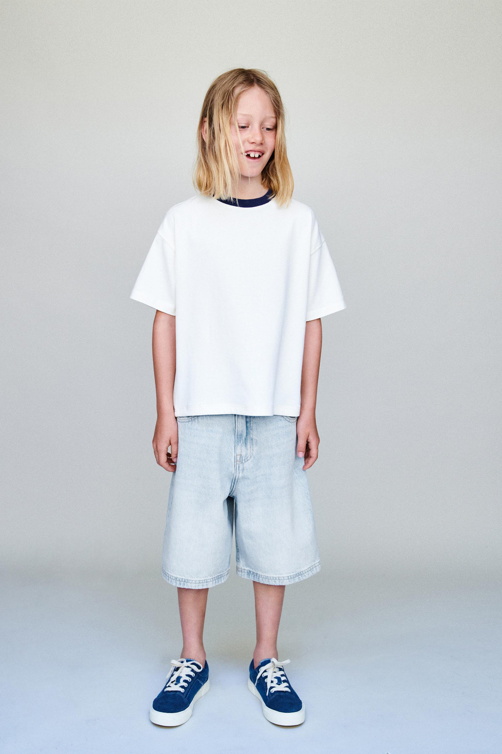 ZARA ДЖИНСОВЫЕ ШОРТЫ RELAXED BAGGY, ГОЛУБОЙ