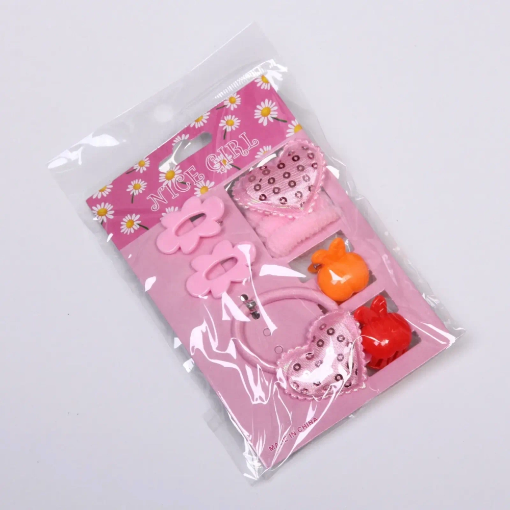 Аксессуары для волос детские «Little Fashion - Нежность», 3 цвета, (4 резинки, 2 заколки, 2 краба), 10*16 см