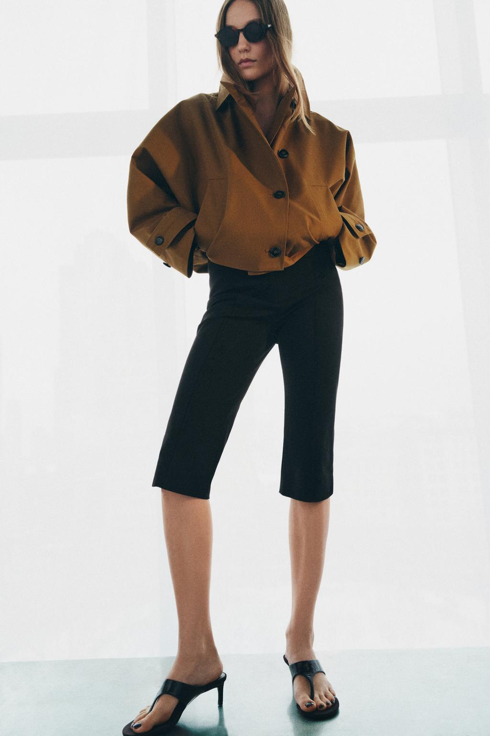 ZARA КОРОТКИЙ ТРЕНЧ WATER-REPELLENT — ZW COLLECTION, РЫЖЕВАТО-КОРИЧНЕВЫЙ