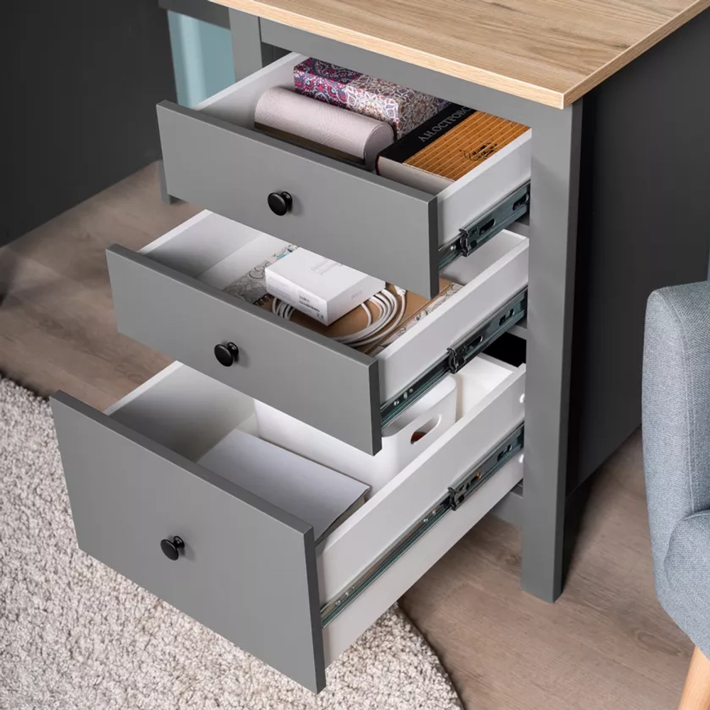 Стол письменный Сага 120х56х76,7 см, серый/ясень