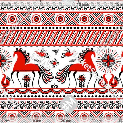 Лошади, птицы, солнце, цветы. Мезенская роспи by Irina Skaska 150 DPI