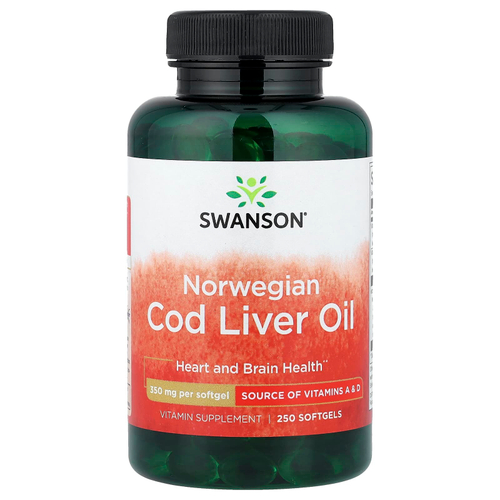 Swanson, Жир печени норвежской трески, 350 мг, 250 мягких таблеток