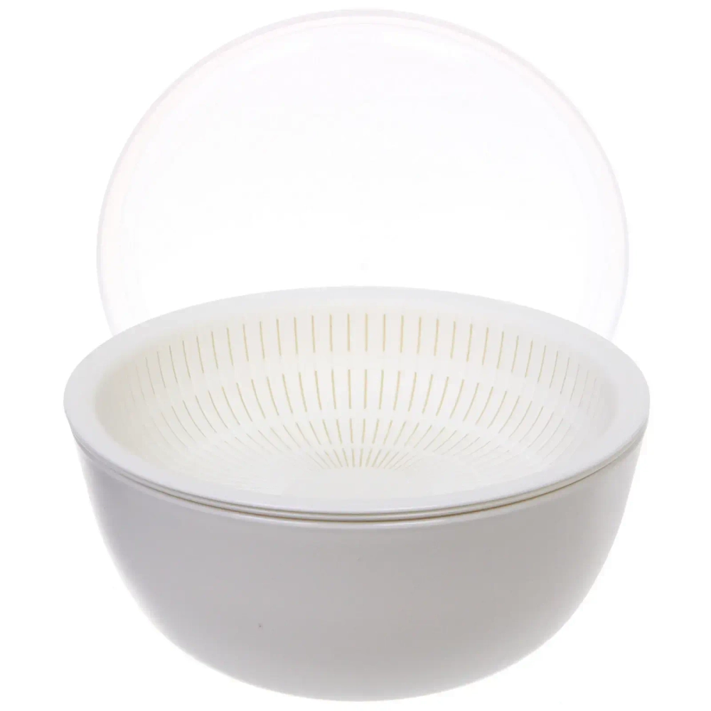 Дуршлаг пластиковый «Фаттория» 24*12см двойной с чашей и крышкой 4предмета