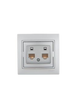 Розетка компьютерная 2-м СП Mira RJ45 сер. метал. LEZARD 701-1010-141