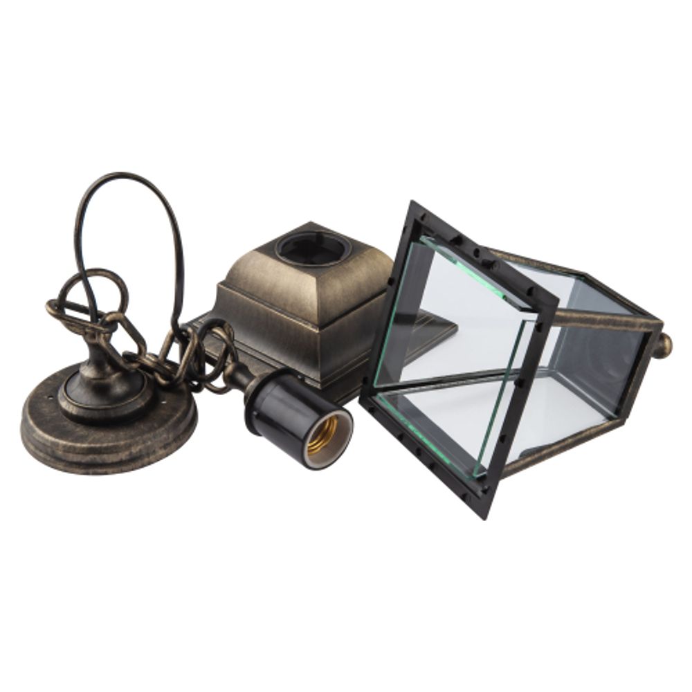 Садово-парковый светильник ЭРА НСУ 04-60-001 бронза 4 гранный подвесной IP44 Е27 max60Вт | Садово-парковые светильники