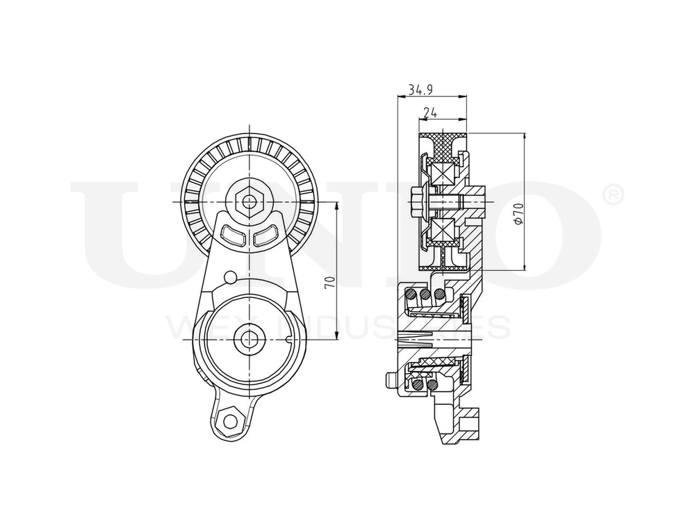 Ролик с натяжителем приводного ремня UNIO TNS-10046