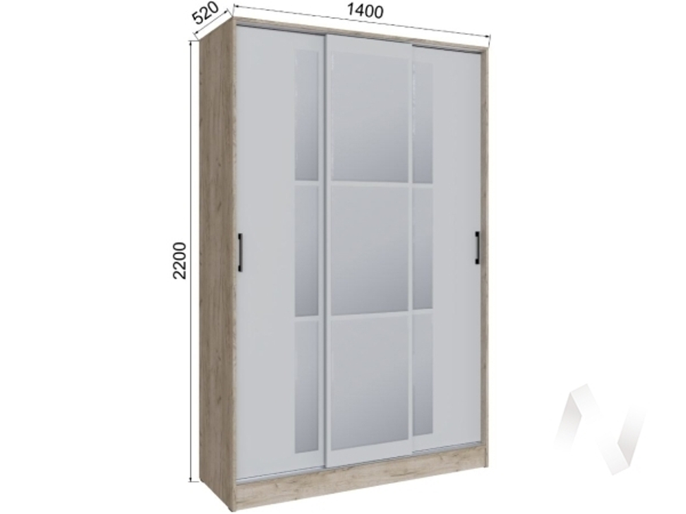 Шкаф-купе Стиль-2 1400 (дуб крафт серый/серый камень)
