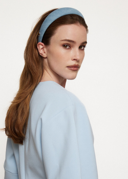 Ободок объемный из голубой джинсы