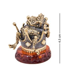 Народные промыслы AM-3897 Фигурка «Лягушка-Царевна Все удалось» (латунь, янтарь)