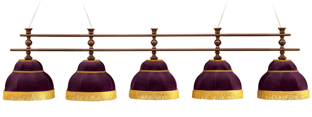 Лампа Аристократ-3 5пл. береза (№3,бархат зеленый,бахрома желтая,фурнитура золото)