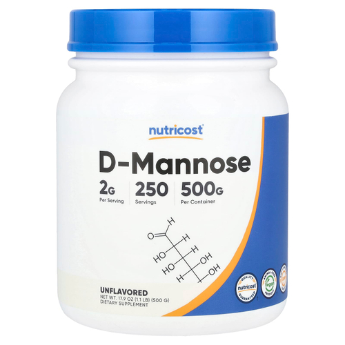 Nutricost, D-манноза, без добавок, 500 г (17,9 унции)