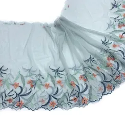 Вышивка на сетке эластичная серо-голубая 22 см (правая)