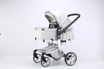 Коляска-трансформер Luxmom 608 3в1 для новорожденных, с автолюлькой , экокожа Silver