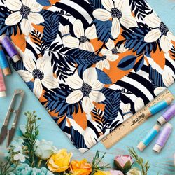 Ткань Ниагара Софт цветочно-полосатая иллюстрация