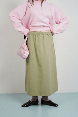 Юбка-трапеция из плотного хлопка оливкового цвета