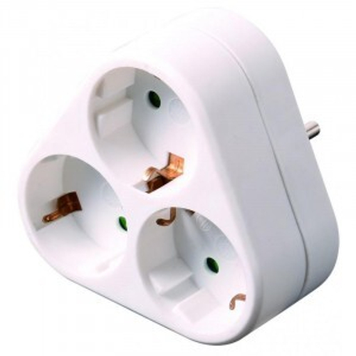 Тройник сетевой 3-розетки 16A с заземлением круглый