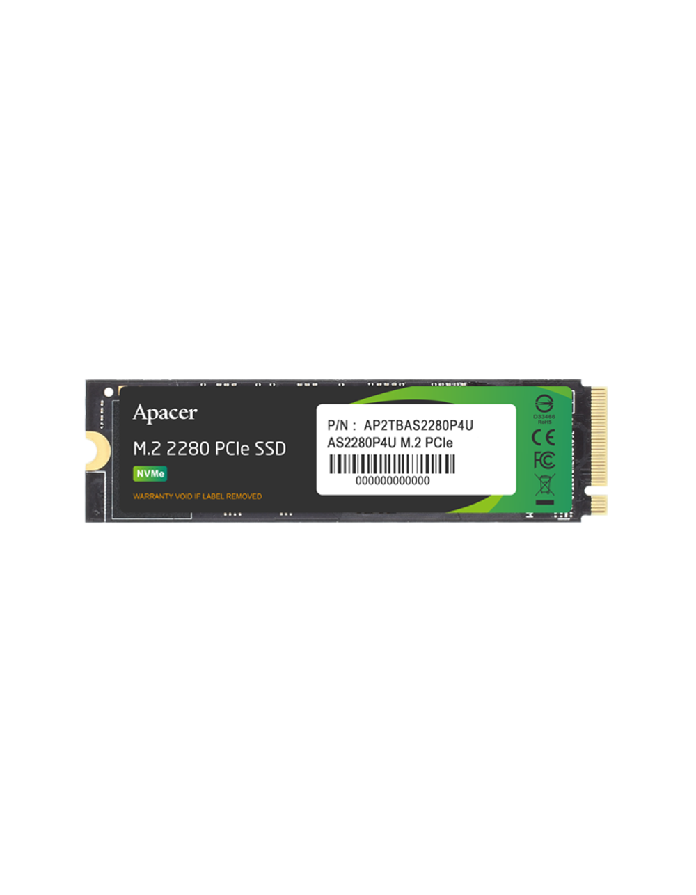Apacer SSD AS2280P4U 256Gb M.2 2280 PCIe Gen3x4, R3500/W1200 Mb/s, 3D NAND, MTBF 1.8M, NVMe, 170TBW, Retail, 5 years (AP256GAS2280P4U-1)