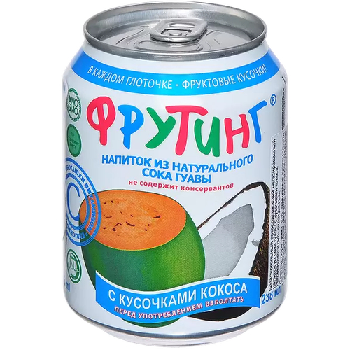 Напиток сокосодержащий Fruiting из сока гуавы с кусочками кокоса, 238 мл