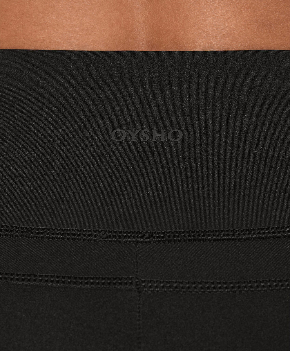 OYSHO Легинсы до щиколотки Compressive Running с высокой посадкой, 65 см, черный