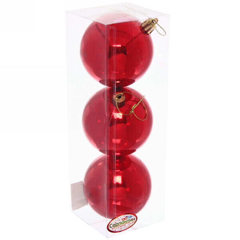 Новогодние шары 7 см (набор 3 шт) «Глянец», красный