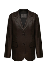 Коричневый кожаный пиджак