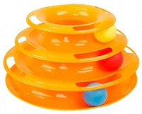 Игрушка для кошек, трек пластиковый трехэтажный с мячиками, 24.5х12 см