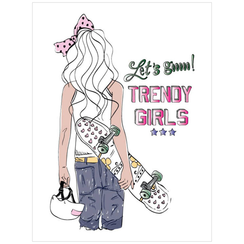 Скетчбук А5 48л/склейка мелов "Девочка со скейтом" блок бежевый 70г/м2 МИЛЕНД С48-4204