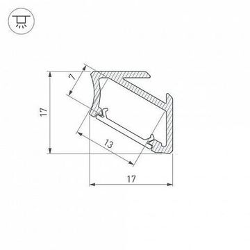 Профиль угловой для контурной подсветки 2.02 м 026694(1) черный ALM-V60-2020 ANOD Black Arlight