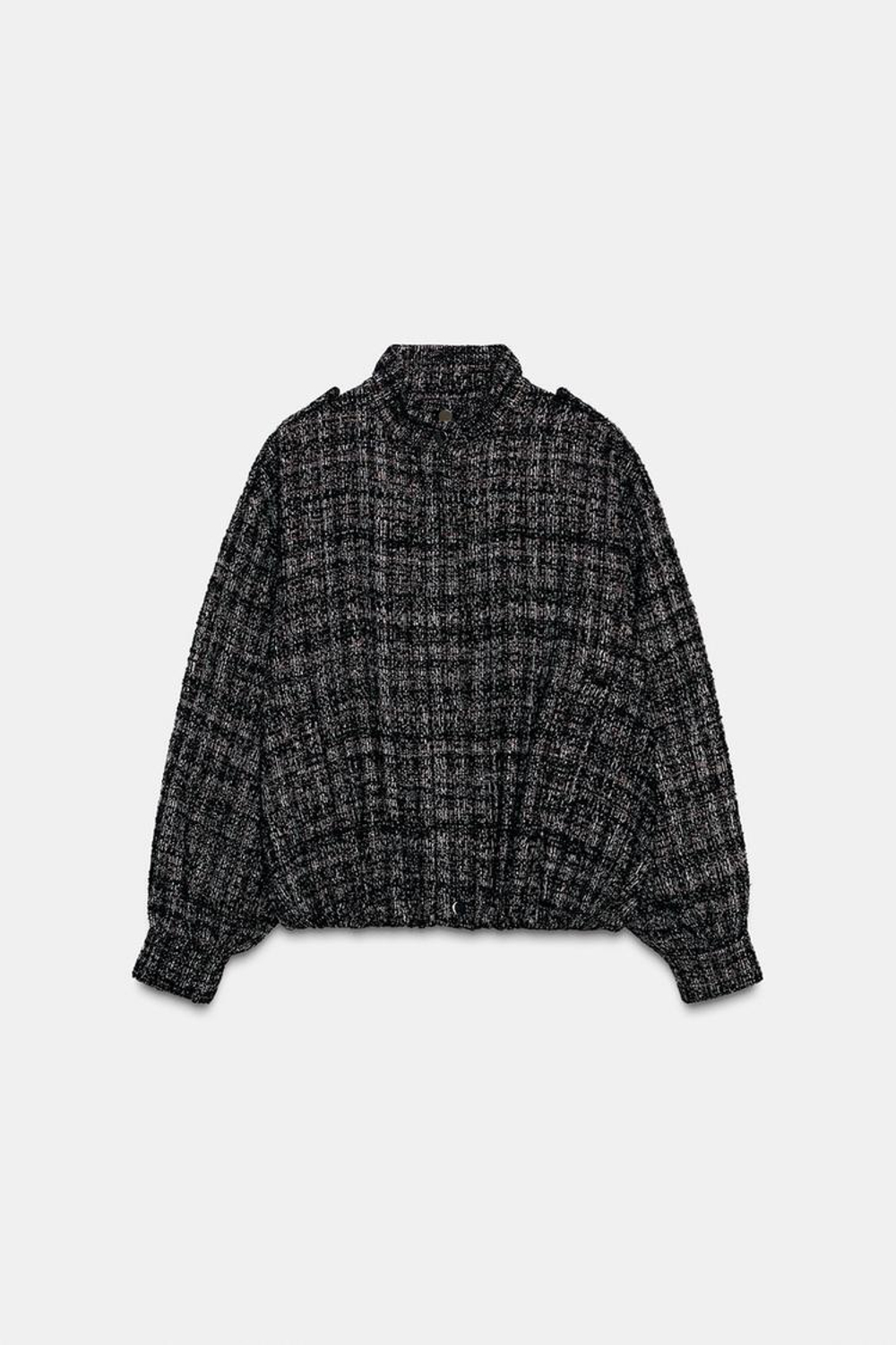 ZARA БОМБЕР С МЕТАЛЛИЗИРОВАННОЙ НИТЬЮ, ЧЕРНЫЙ/ЭКРЮ