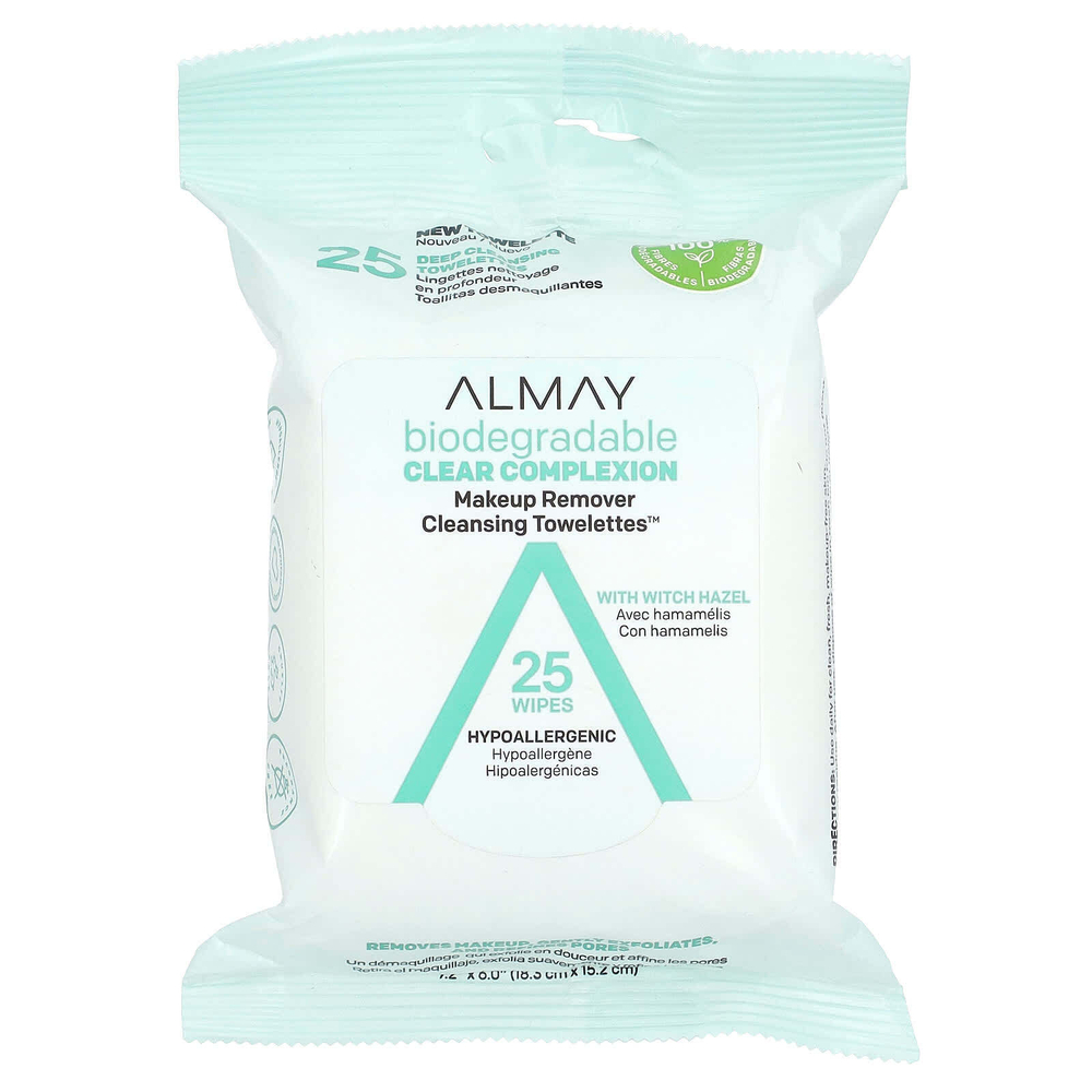 Almay, очищающие салфетки для снятия макияжа, с гамамелисом, 25 салфеток