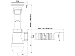C0110 Сифон Ани 1 1/2* 40 с гибкой трубой 40*50 (35шт)