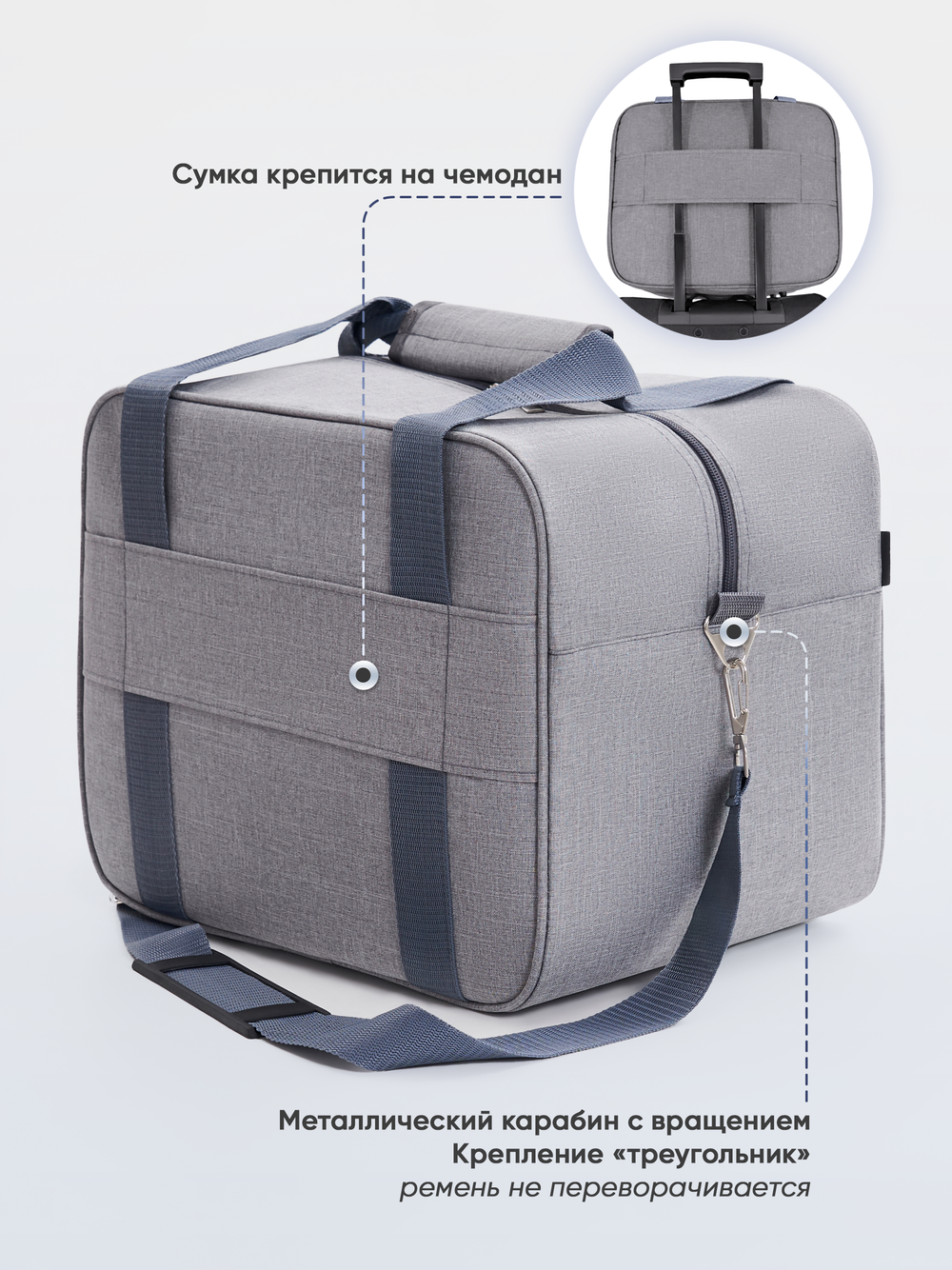 Сумка дорожная для ручной клади Pobedabags Премиум 36 х 30 х 27 серый
