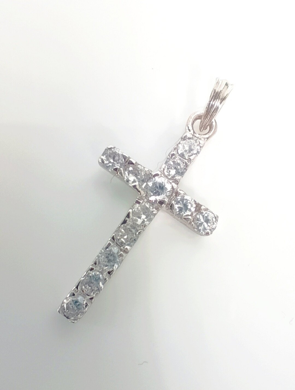 Крест Эстерелла с фианитами, родированный, серебро 925 пробы/Ф