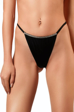 Сексуальные трусики-стринги с блестящим декором (Размер: M) (Цвет: черный)