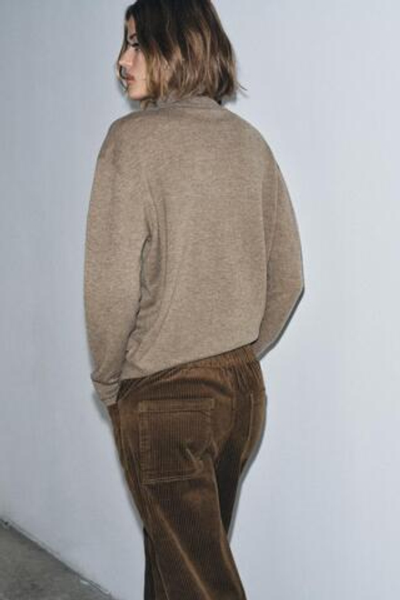 ZARA СВИТЕР ИЗ 100% ЭКСТРАМЯГКОЙ ШЕРСТИ, СВЕТЛО-КОРИЧНЕВЫЙ