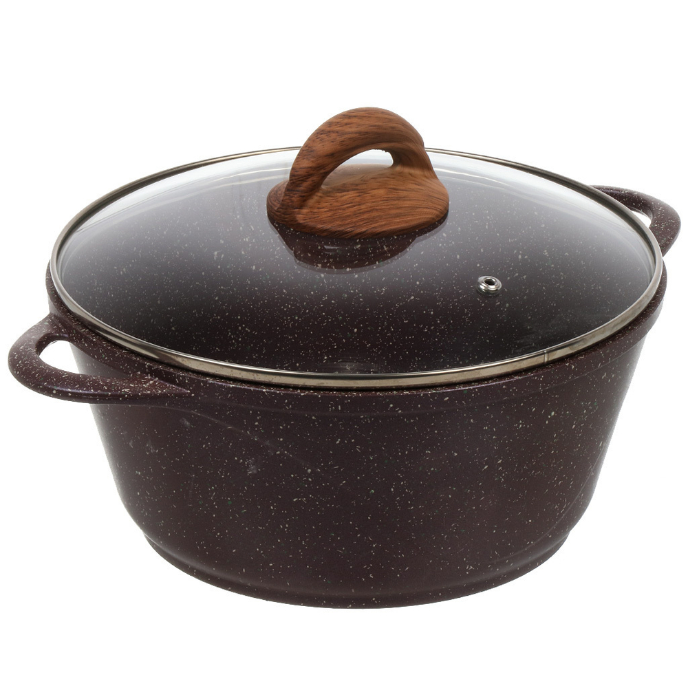 Кастрюля алюм, антиприг, 3 л, с крыш, крыш стекло, кругл, Гурман, Coral, ГМк303КР, индукц