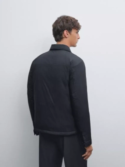 Massimo Dutti Непромокаемая легкая парка из смесового пуха, темно-синий