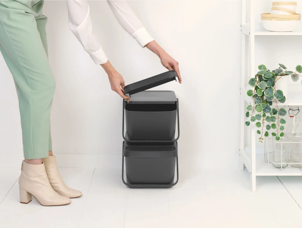 Brabantia Контейнер для мусора Sort & Go 20л для сортировки, серый