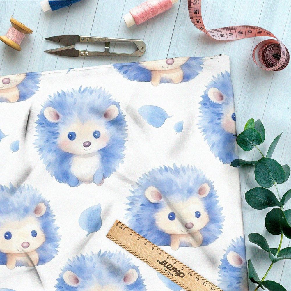 Ткань премиум Оксфорд 600D голубые ежи