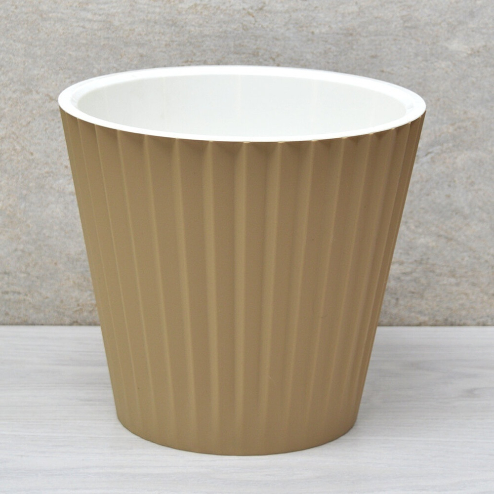 Горшок цветочный Sand 5,8л d230мм с дренажной вставкой, молочный шоколад