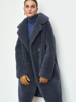 Шуба женская чебурашка тедди экомех, графитовая, SilverFox (арт. 1188-101)