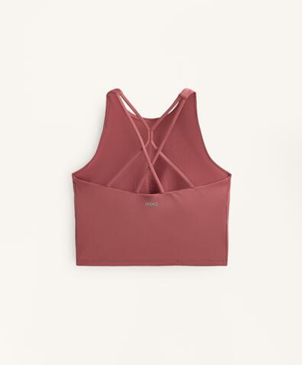 Oysho Майка Comfortlux с чашками и полосками на спине, розовый