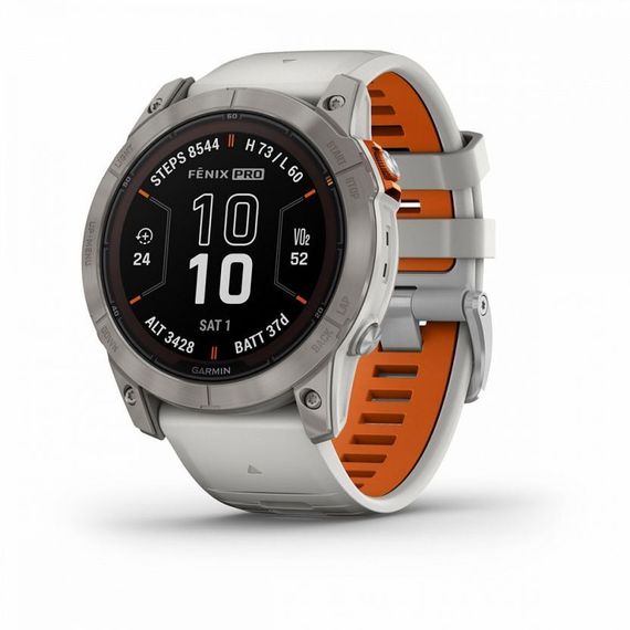 Garmin Fenix 7X Pro Sapphire Solar – титановый корпус, оранжевый ремешок