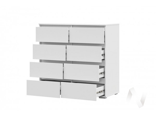 Комод 8 ящиков КМ 04 МС Хелен ЛДСП (белый/белый шагрень)