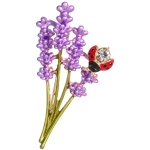 Брошь «GOLD Podarok», Веточка лаванды с божьей коровкой, цвет как на фото, 5.2*2.5см (символ Любви и Нежности)