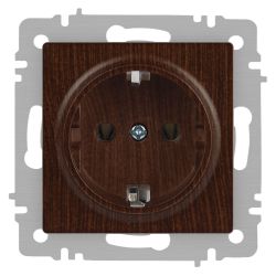 Розетка Intro Accent 6-202-10 2P+E Schuko 16А-250В IP20 СУ AL/CU венге