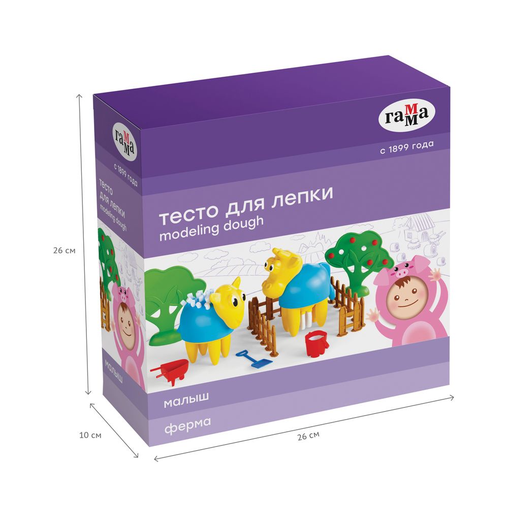 Масса для лепки Гамма Малыш Ферма 4цв. по 240гр. набор с аксессуарами